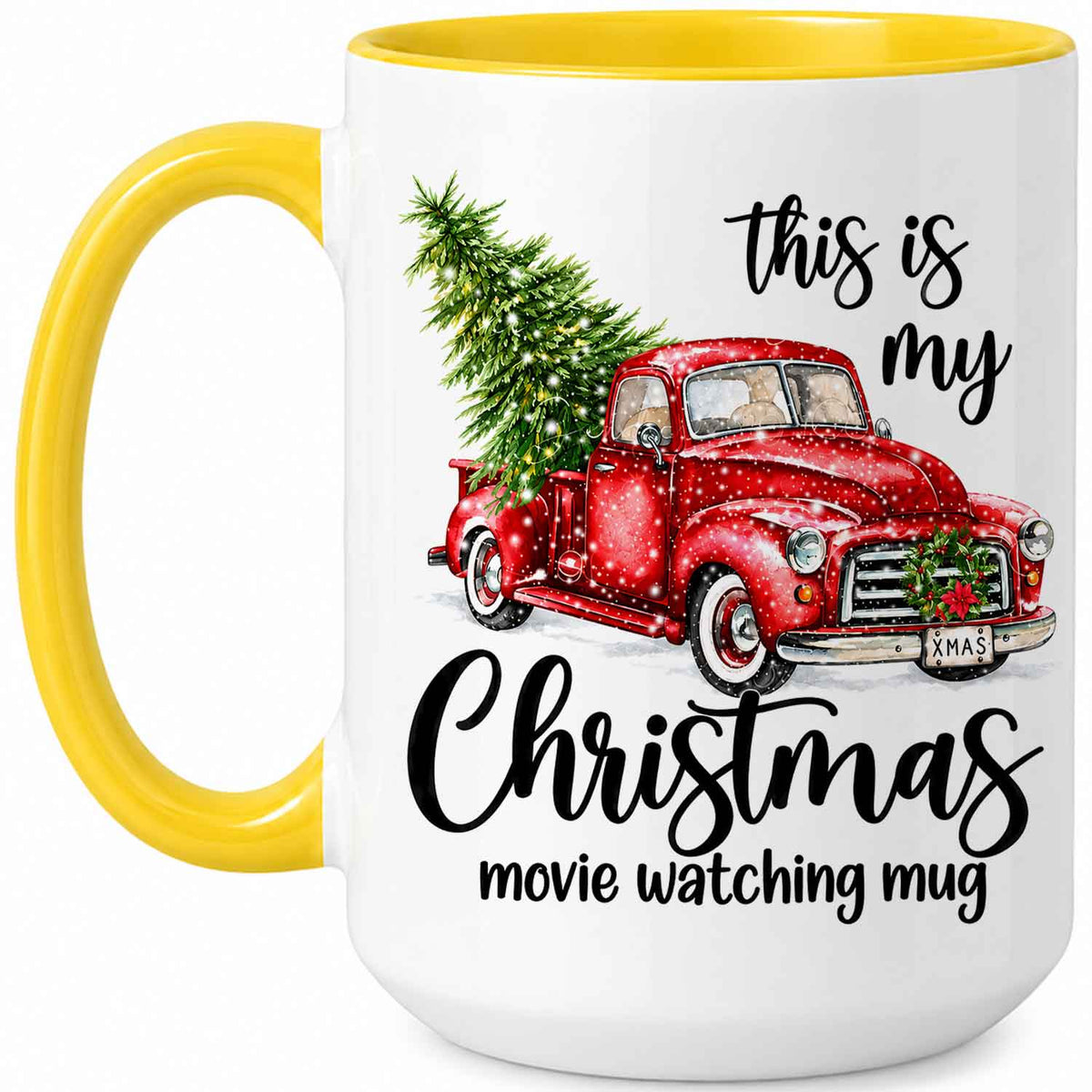 Christmas Movie Mug, Red Truck Christmas Tree Coffee Mug, Holiday Gift for Family