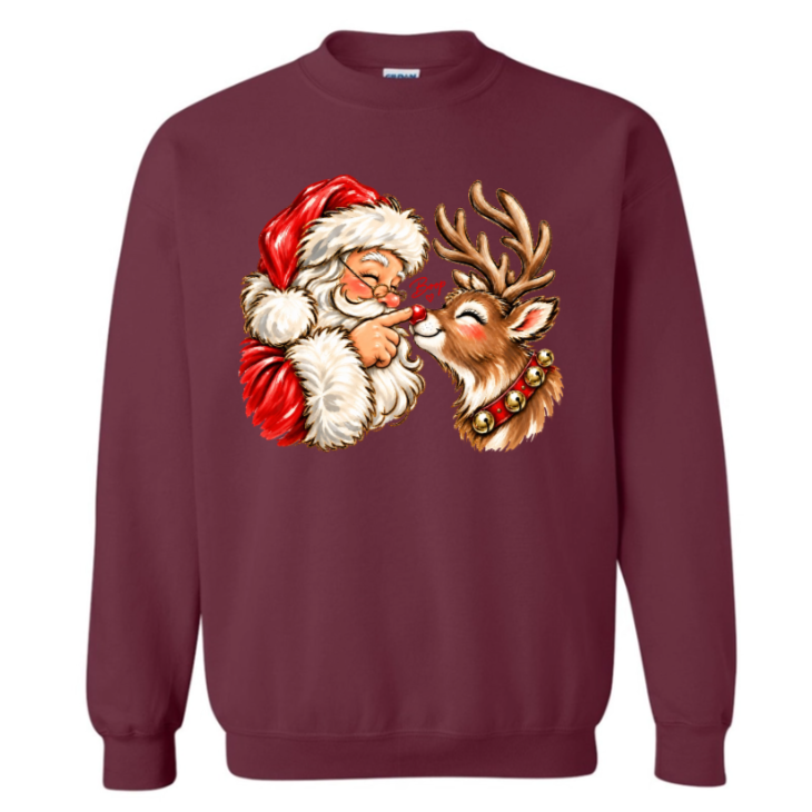Funny Christmas Shirt  - Reindeer Santa Claus Boop T-shirt Sweatshirt - Trendy Christmas Gift for Friends, Self Gift