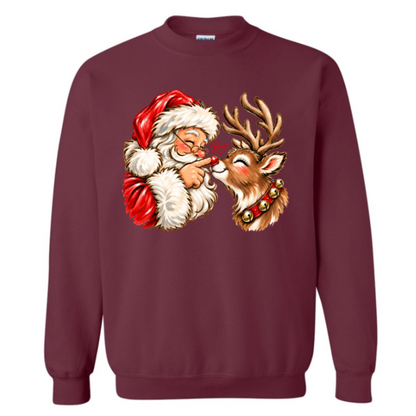 Funny Christmas Shirt  - Reindeer Santa Claus Boop T-shirt Sweatshirt - Trendy Christmas Gift for Friends, Self Gift