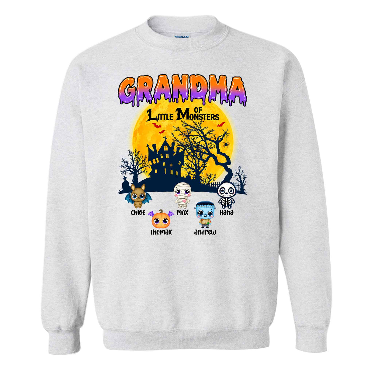 Personalized Grandma Monster Halloween Sweatshirt, Custom Characters & Names Halloween Family Gift