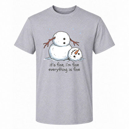 Funny Snowman Christmas Sweatshirt, Everything Is Fine Holiday Graphic Tee, Christmas Gift