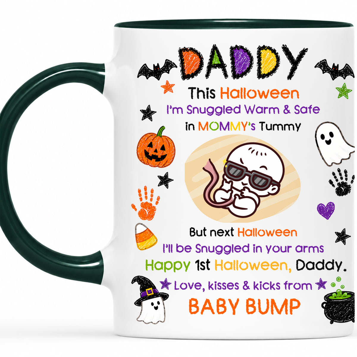 Personalized Baby's First Halloween Mug for New Dad, From Baby Bump - Halloween Gift for New Family