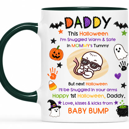 Personalized Baby's First Halloween Mug for New Dad, From Baby Bump - Halloween Gift for New Family