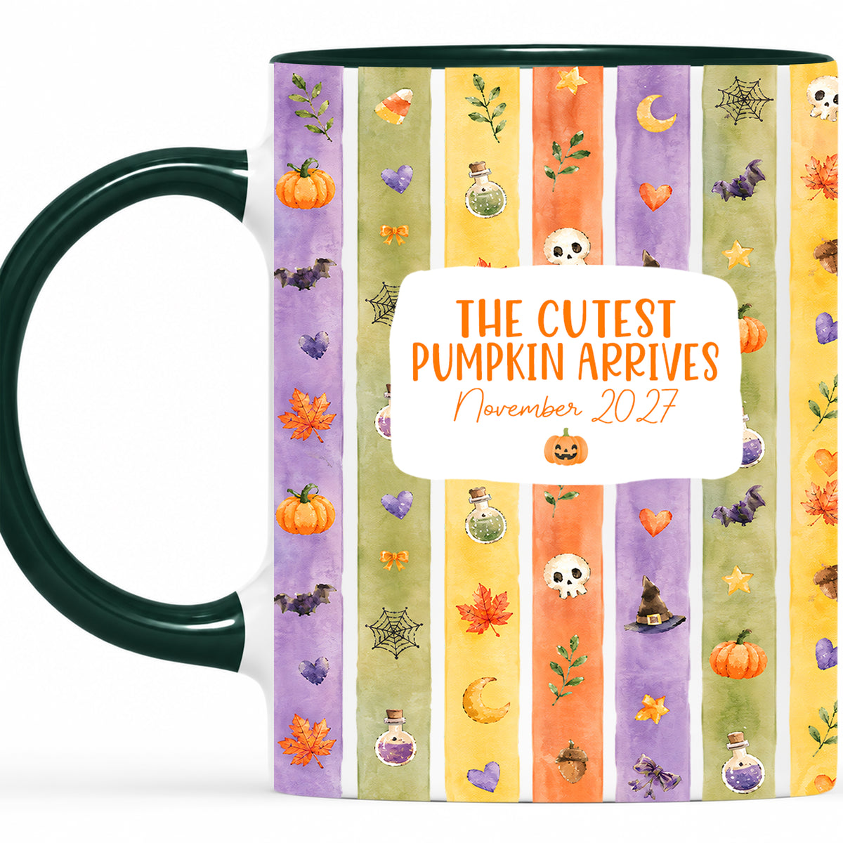 Personalized Halloween Mug - The Cutest Pumpkin Arrives - Baby Arriving Gift for Family