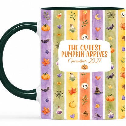 Personalized Halloween Mug - The Cutest Pumpkin Arrives - Baby Arriving Gift for Family