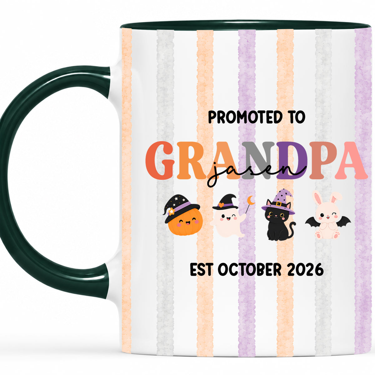 Personalized Halloween New Grandpa Grandma Mug Set - Custom Promoted to Grandparents Accent Mug