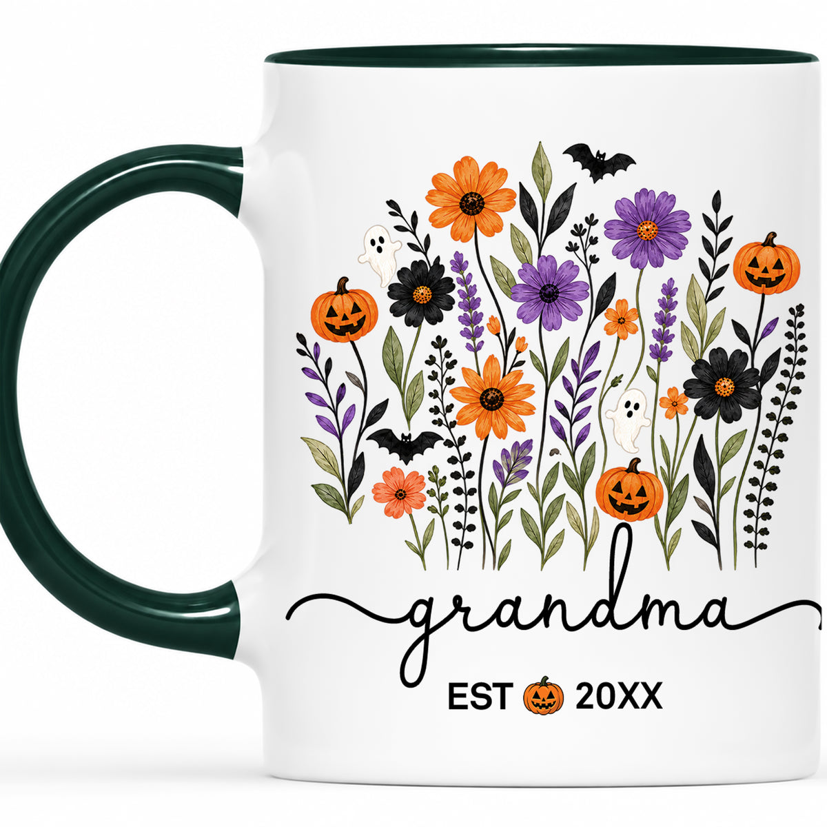 Personalized Halloween Grandparent Mug Set - Custom Grandma Grandpa Accent Mugs - New Grandparents Spooky Gift
