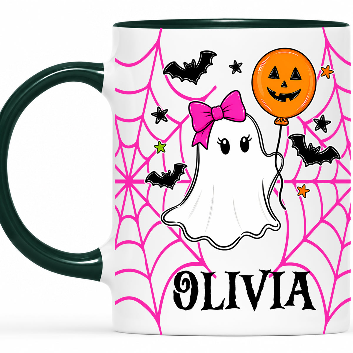 Personalized Halloween Family Mug Set - Custom Name Ghost Accent Mug - Matching Halloween Mugs for Family