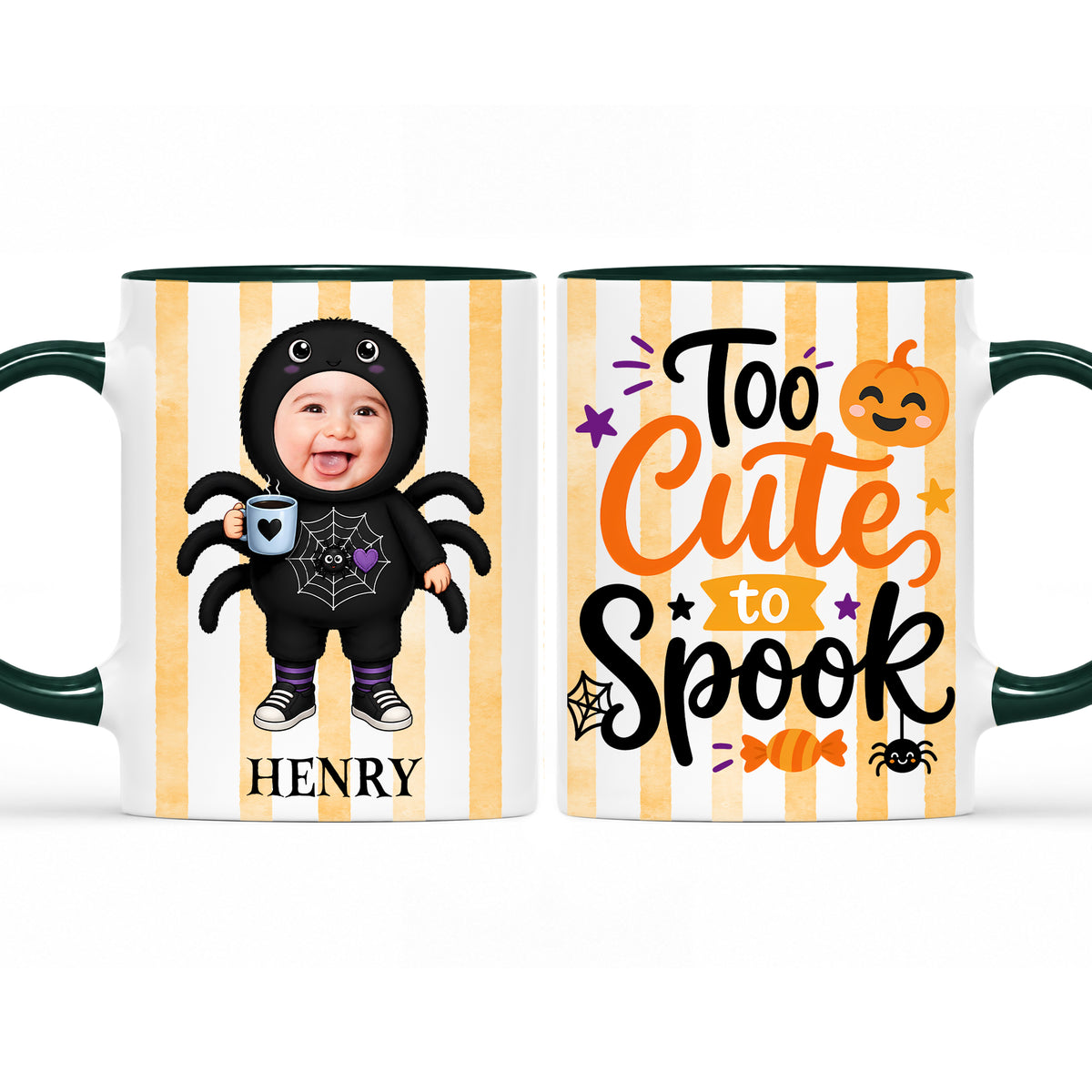 Personalized Halloween Baby Mug - Custom Photo Baby Kid Accent Mug - Cute Spooky Baby Gift