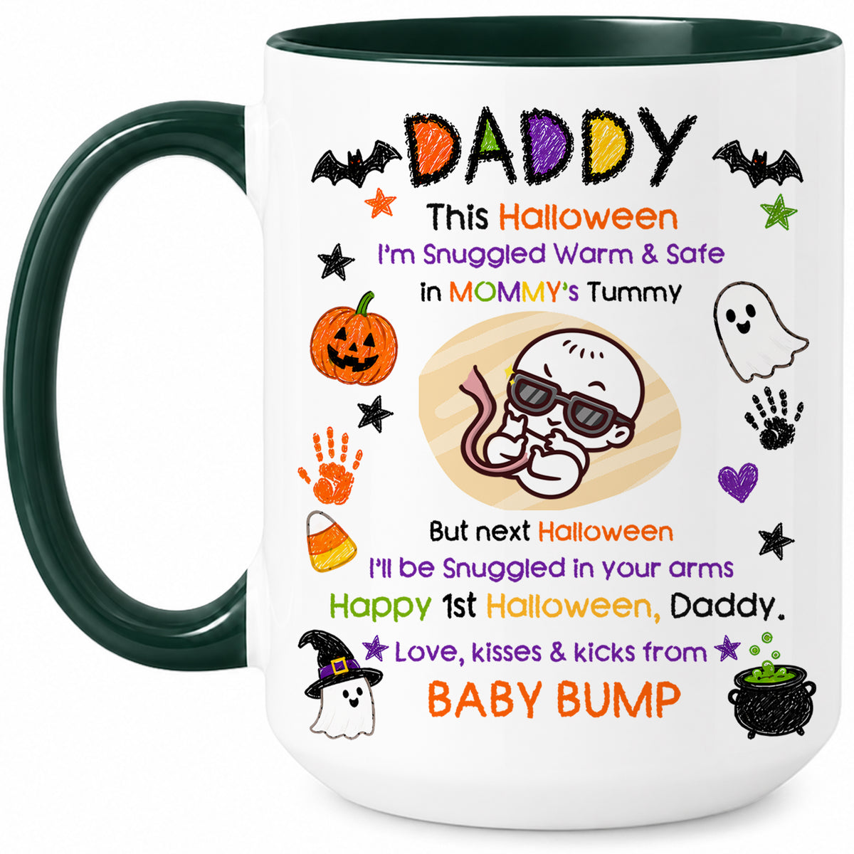 Personalized Baby's First Halloween Mug for New Dad, From Baby Bump - Halloween Gift for New Family