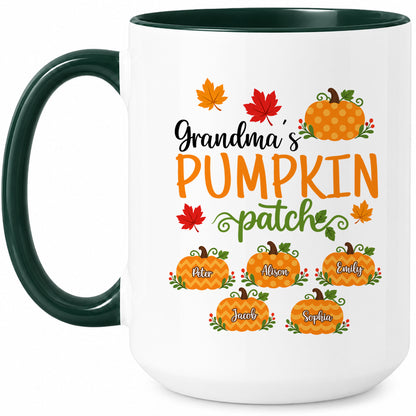 Personalized Thanksgiving Accent Mug - Grandma's Pumpkin Patch Mug - Thanksgiving Gift for Grandma, Mom