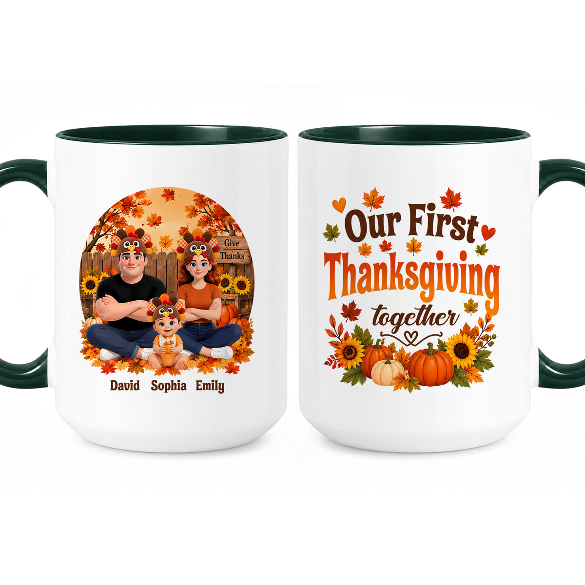Personalized Thanksgiving Accent Mug – Our First Thanksgiving Together Mug - New Family Thanksgiving Gift