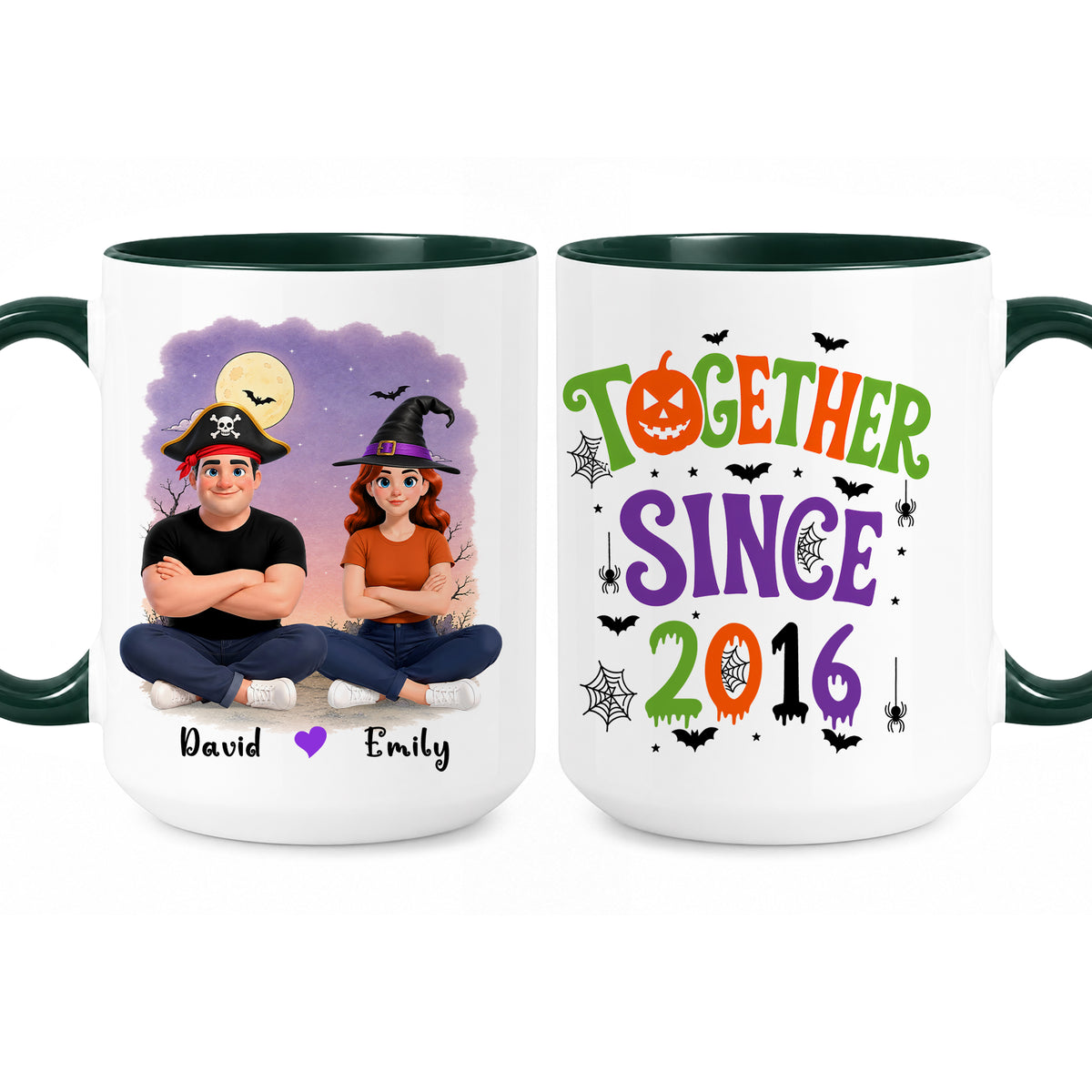 Personalized Halloween Couple Mug - Together Since Accent Mug - Halloween Gift for Couples