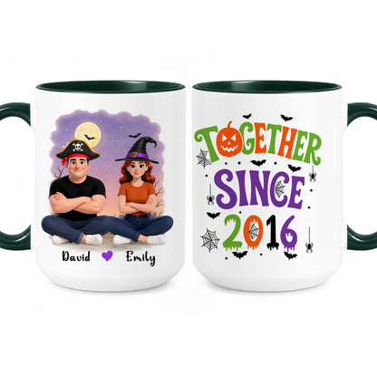 Personalized Halloween Couple Mug - Together Since Accent Mug - Halloween Gift for Couples