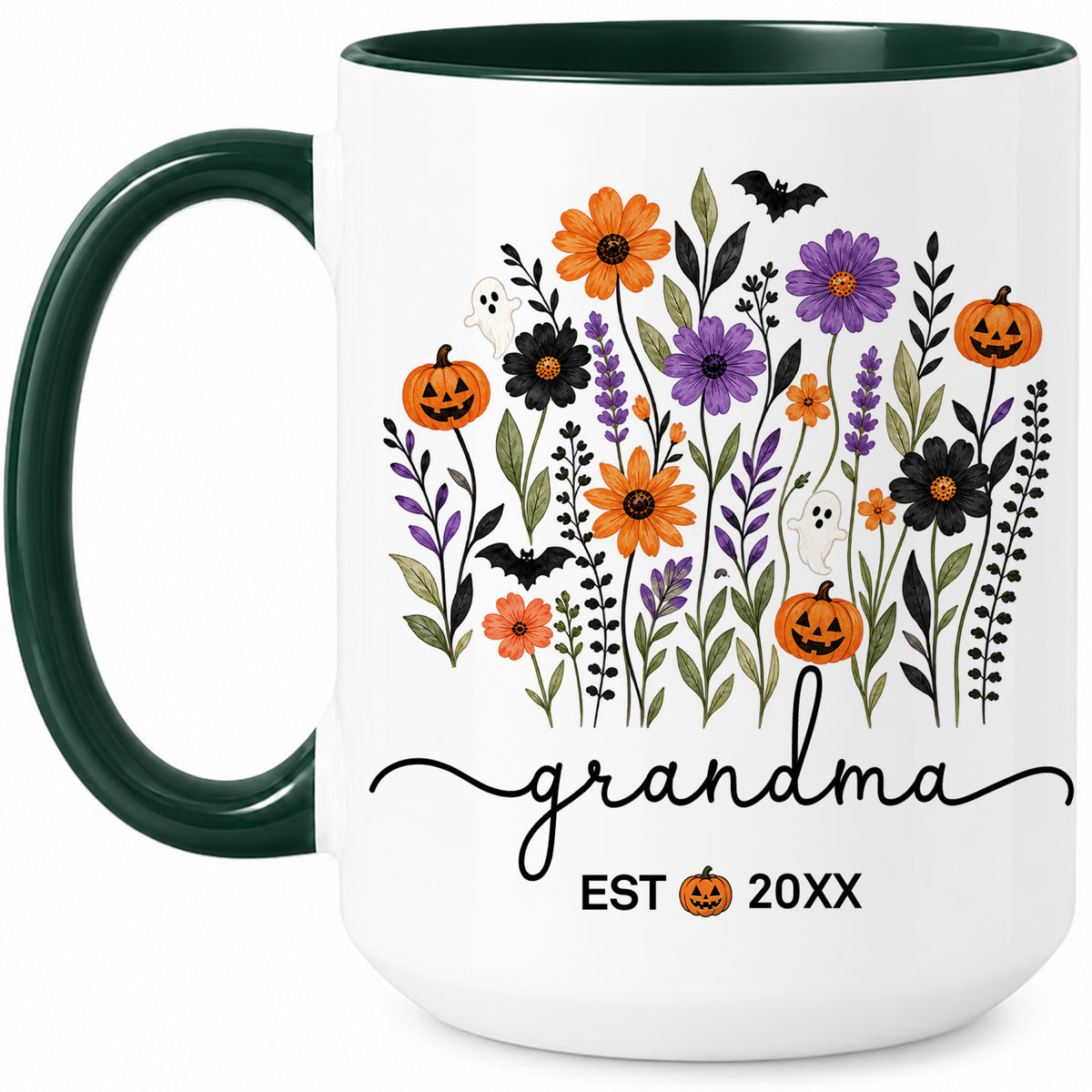 Personalized Halloween Grandparent Mug Set - Custom Grandma Grandpa Accent Mugs - New Grandparents Spooky Gift
