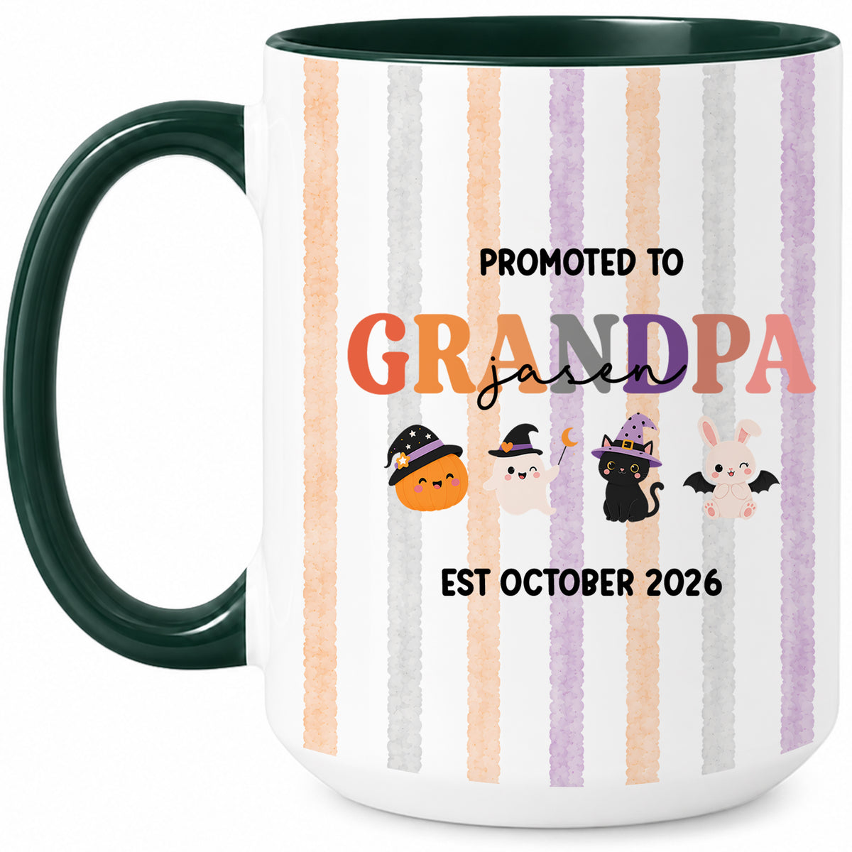 Personalized Halloween New Grandpa Grandma Mug Set - Custom Promoted to Grandparents Accent Mug