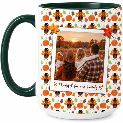 Personalized Thanksgiving Mug - Custom Photo & Message Accent Mug - Family Thanksgiving Gift