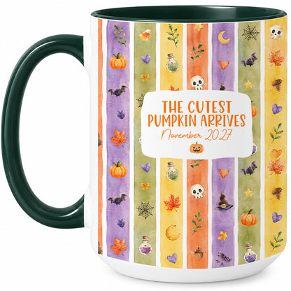 Personalized Halloween Mug - The Cutest Pumpkin Arrives - Baby Arriving Gift for Family