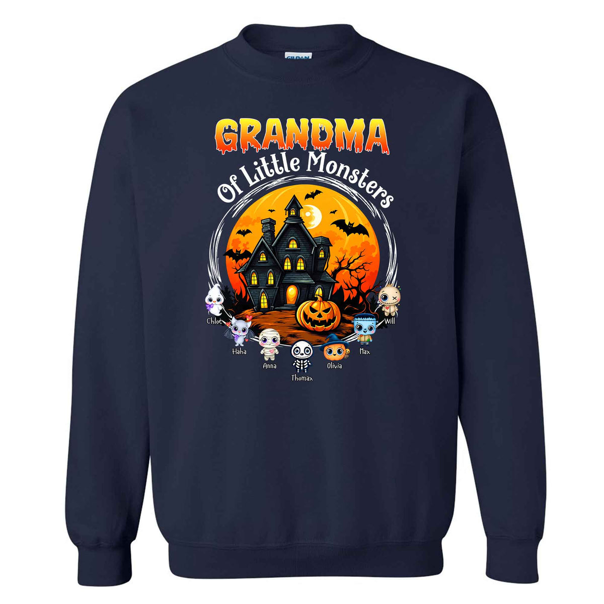 Personalized Grandma Monster Halloween Sweatshirt, Custom Characters & Names Halloween Family Gift
