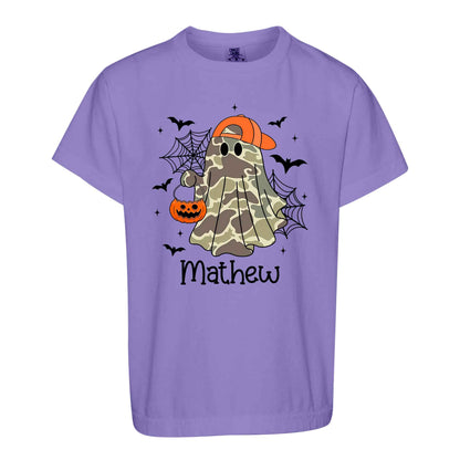 Personalized Halloween Sweatshirt, Custom Name Spooky Ghost Pumpkin, Halloween Gift for Boy & Girl