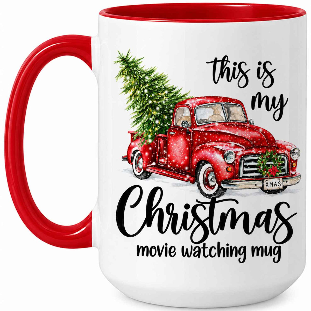 Christmas Movie Mug, Red Truck Christmas Tree Coffee Mug, Holiday Gift for Family