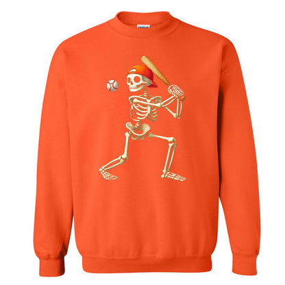 Baseball Skeleton Graphic Halloween Sweatshirt, Spooky Baseball Player Shirt, Funny Halloween Gift