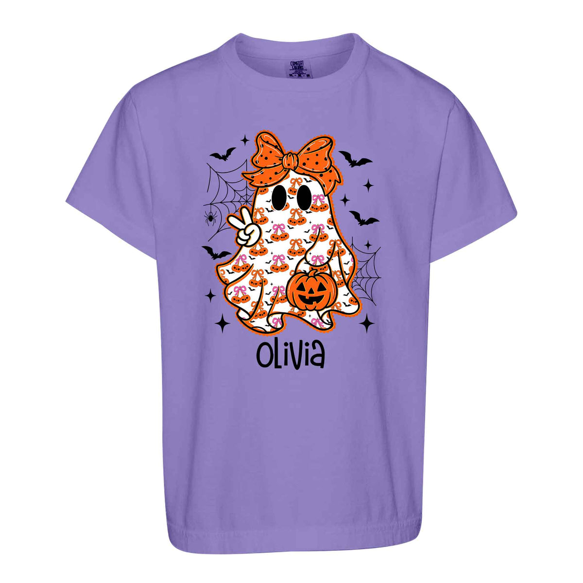 Personalized Halloween Sweatshirt, Custom Name Spooky Ghost Pumpkin, Halloween Gift for Boy & Girl