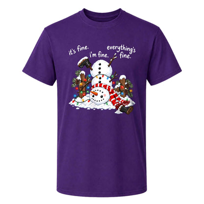 Funny Snowman Christmas Sweatshirt, Everything Is Fine Holiday Graphic Tee, Christmas Gift