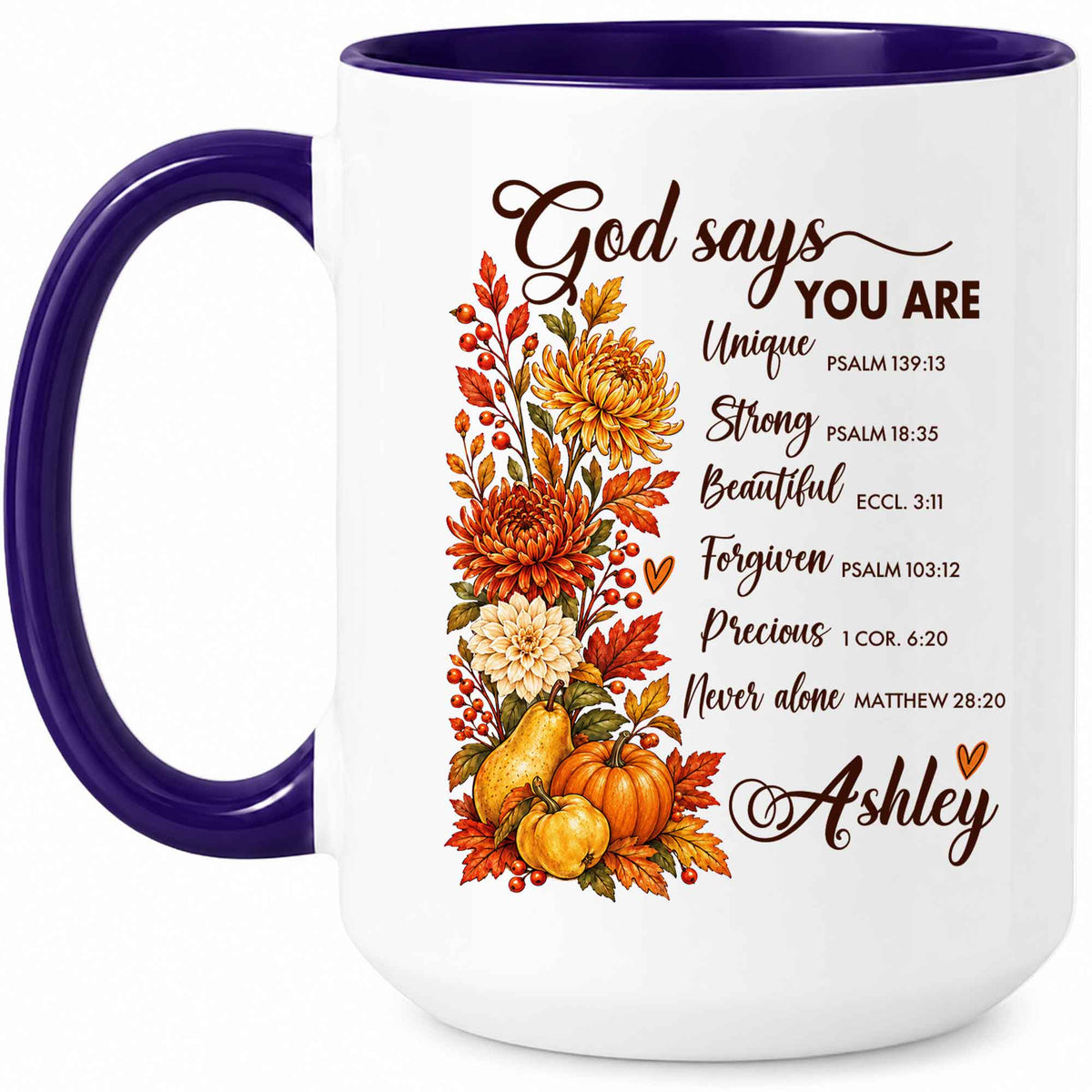 Personalized Thanksgiving Mug - God Says You Are Christian Coffee Cup - Fall Faith Gift for Friends, Self Gift
