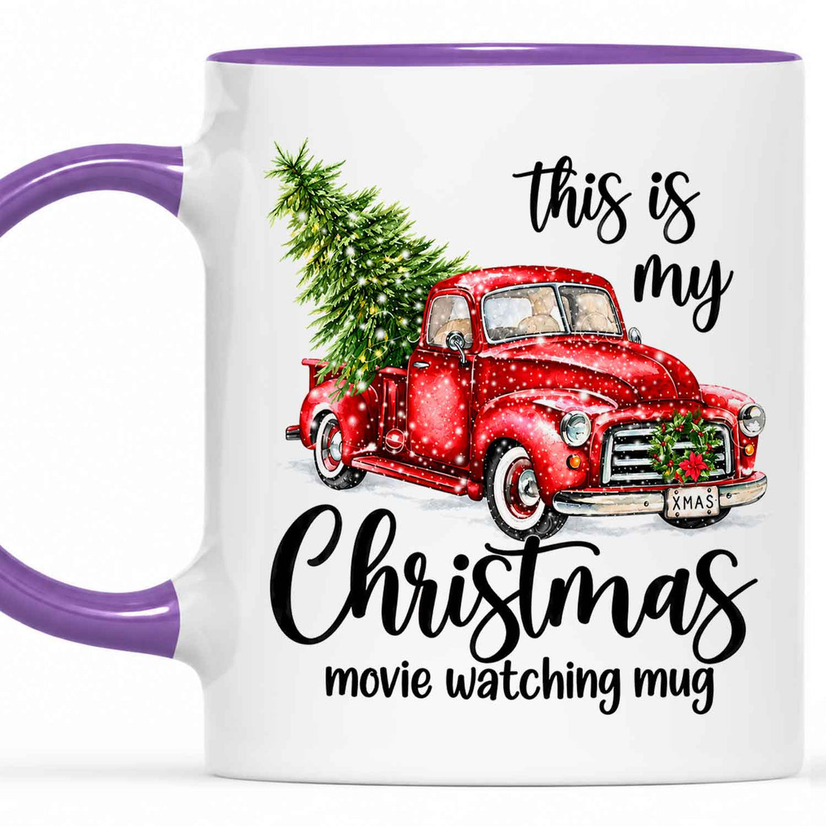 Christmas Movie Mug, Red Truck Christmas Tree Coffee Mug, Holiday Gift for Family