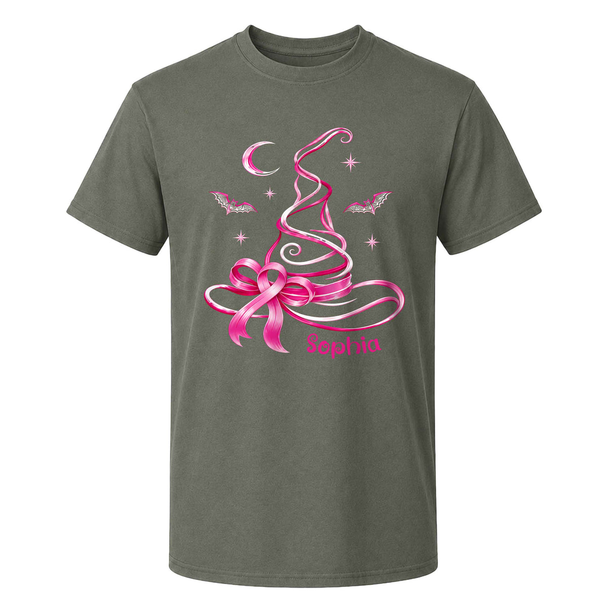 Personalized Breast Cancer Awareness Halloween Sweatshirt, Pink Ribbon Witch Hat Gift For Her, Family