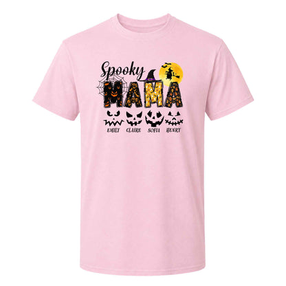 Personalized Halloween Shirt for Grandma & Mom - Custom Name Spooky Pumpkin Face Shirt - Cute Halloween Gift