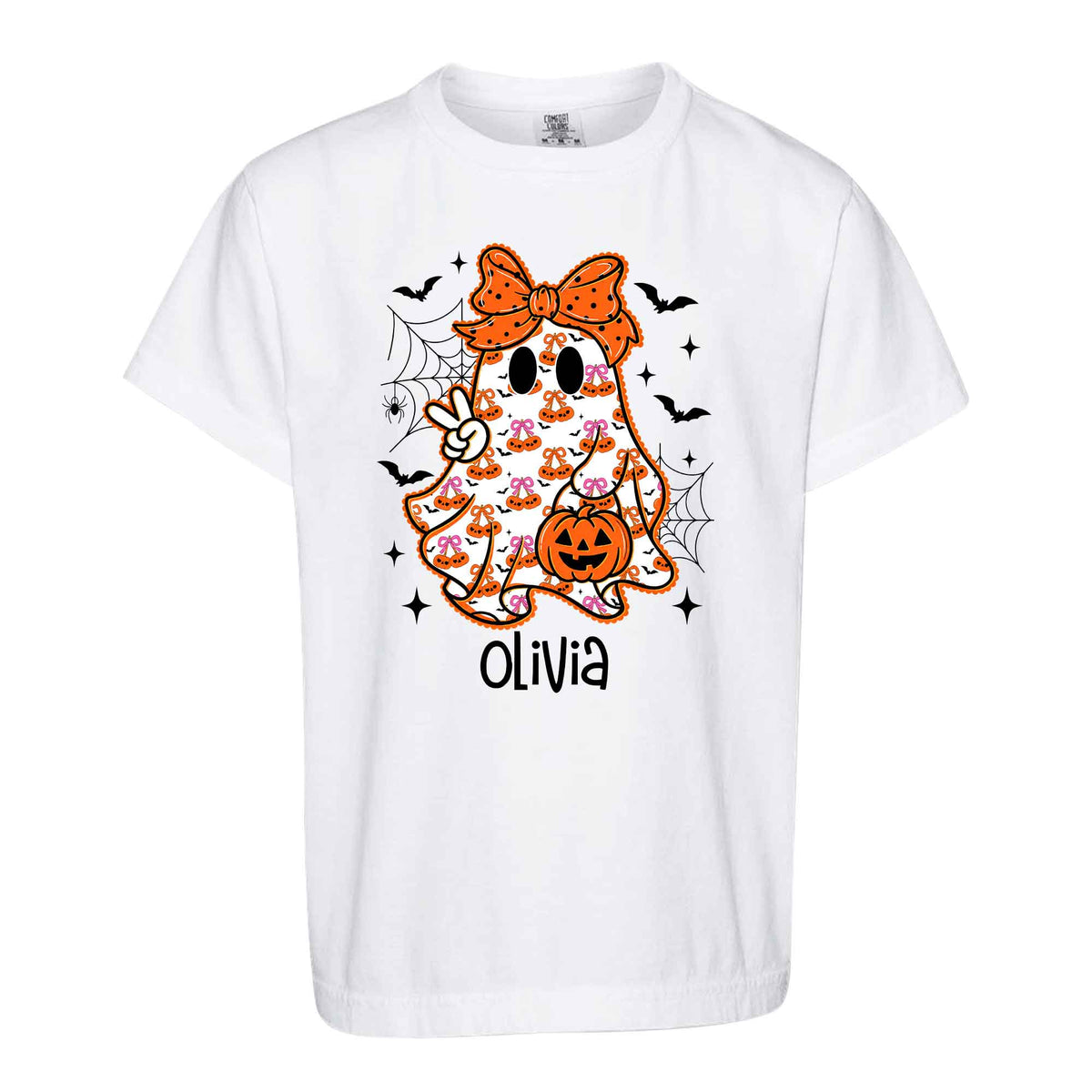Personalized Halloween Sweatshirt, Custom Name Spooky Ghost Pumpkin, Halloween Gift for Boy & Girl