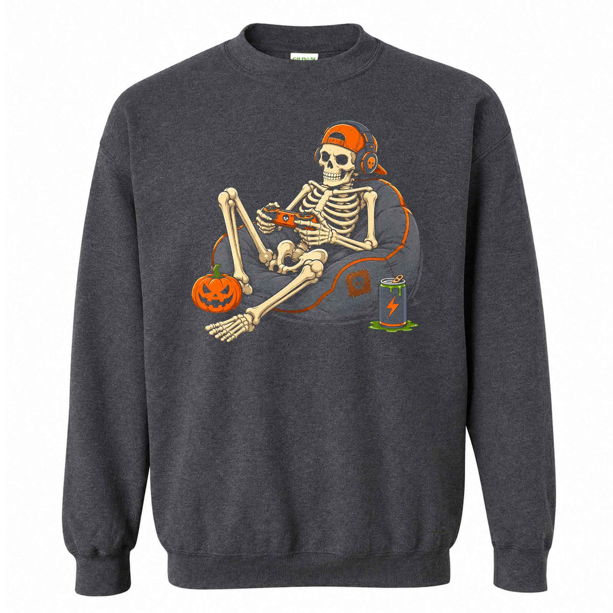 Skeleton Gamer Halloween Sweatshirt, Boys Pumpkin Gaming Shirt, Funny Halloween Gift