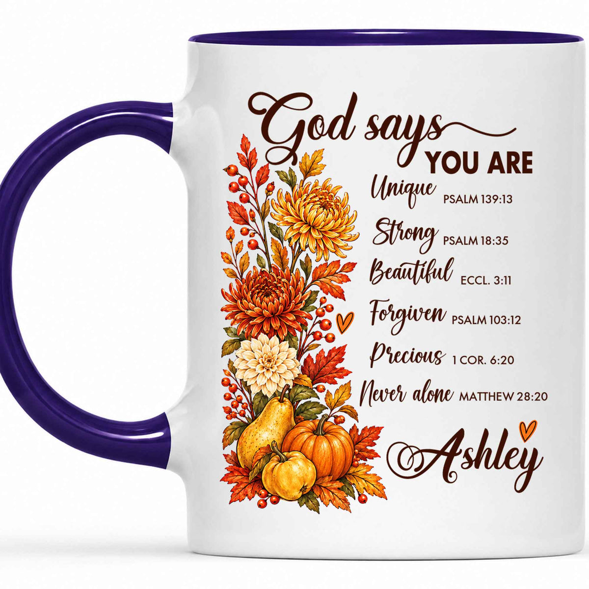 Personalized Thanksgiving Mug - God Says You Are Christian Coffee Cup - Fall Faith Gift for Friends, Self Gift
