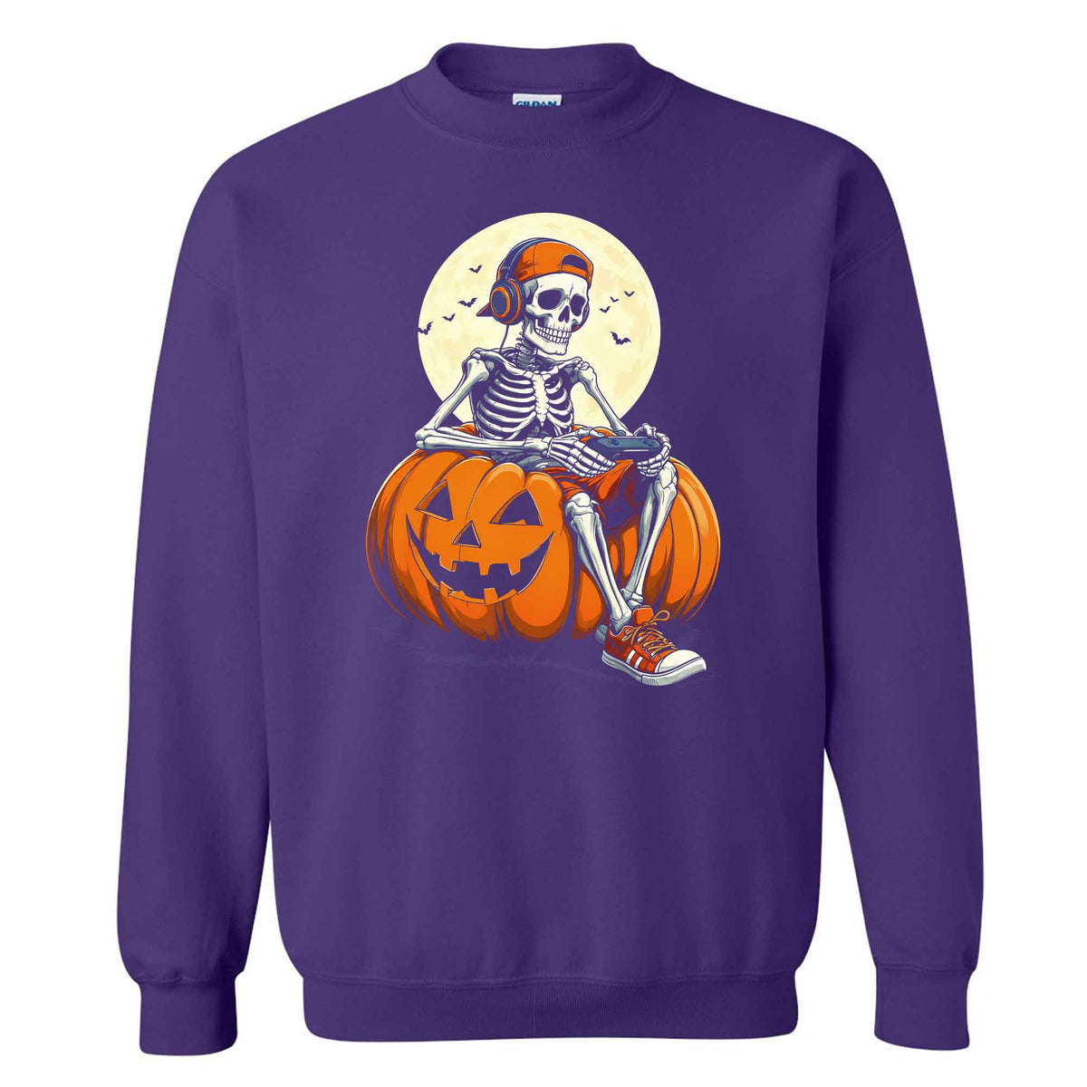 Skeleton Gamer Halloween Sweatshirt, Boys Pumpkin Gaming Shirt, Funny Halloween Gift
