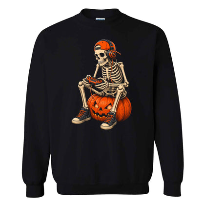 Skeleton Gamer Halloween Sweatshirt, Boys Pumpkin Gaming Shirt, Funny Halloween Gift