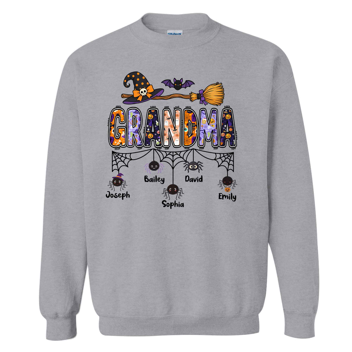 Personalized Halloween Grandma Shirt - Custom Name Spider Web - Halloween Gift for Grandma, Mom