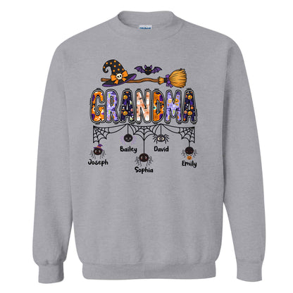 Personalized Halloween Grandma Shirt - Custom Name Spider Web - Halloween Gift for Grandma, Mom