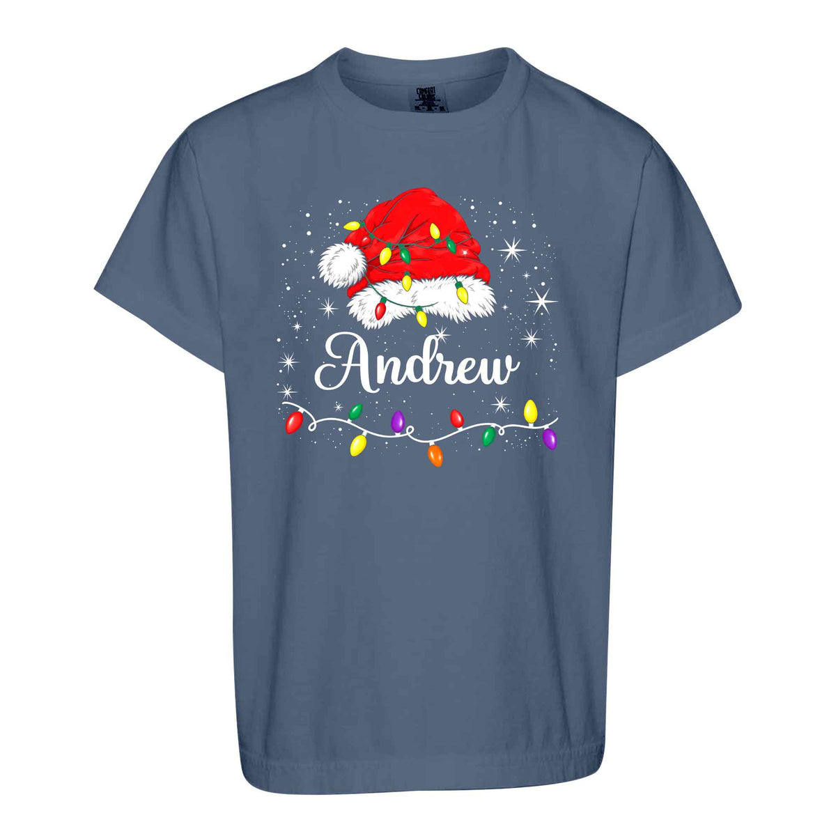 Personalized Family Christmas Shirts, Matching Santa Hat Tees, Custom Name Holiday Gift