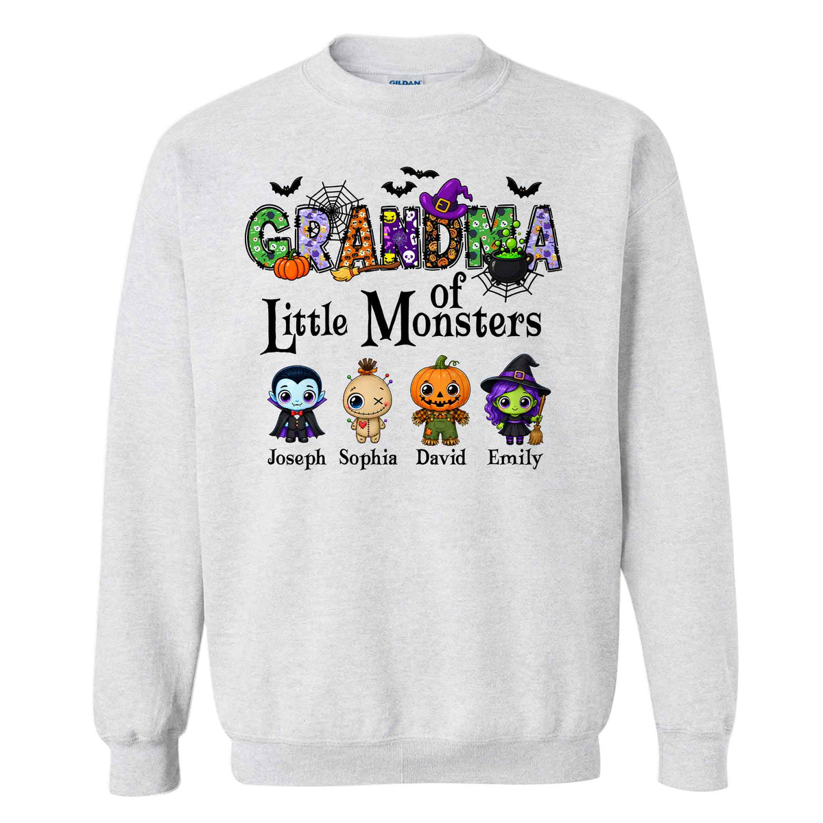 Personalized Halloween Sweatshirt - Grandma's Little Monster - Halloween Family Gift