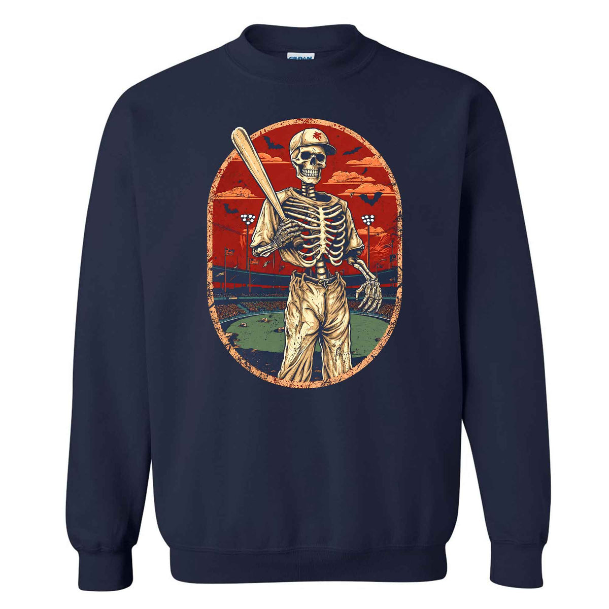 Baseball Skeleton Graphic Halloween Sweatshirt, Spooky Baseball Player Shirt, Funny Halloween Gift