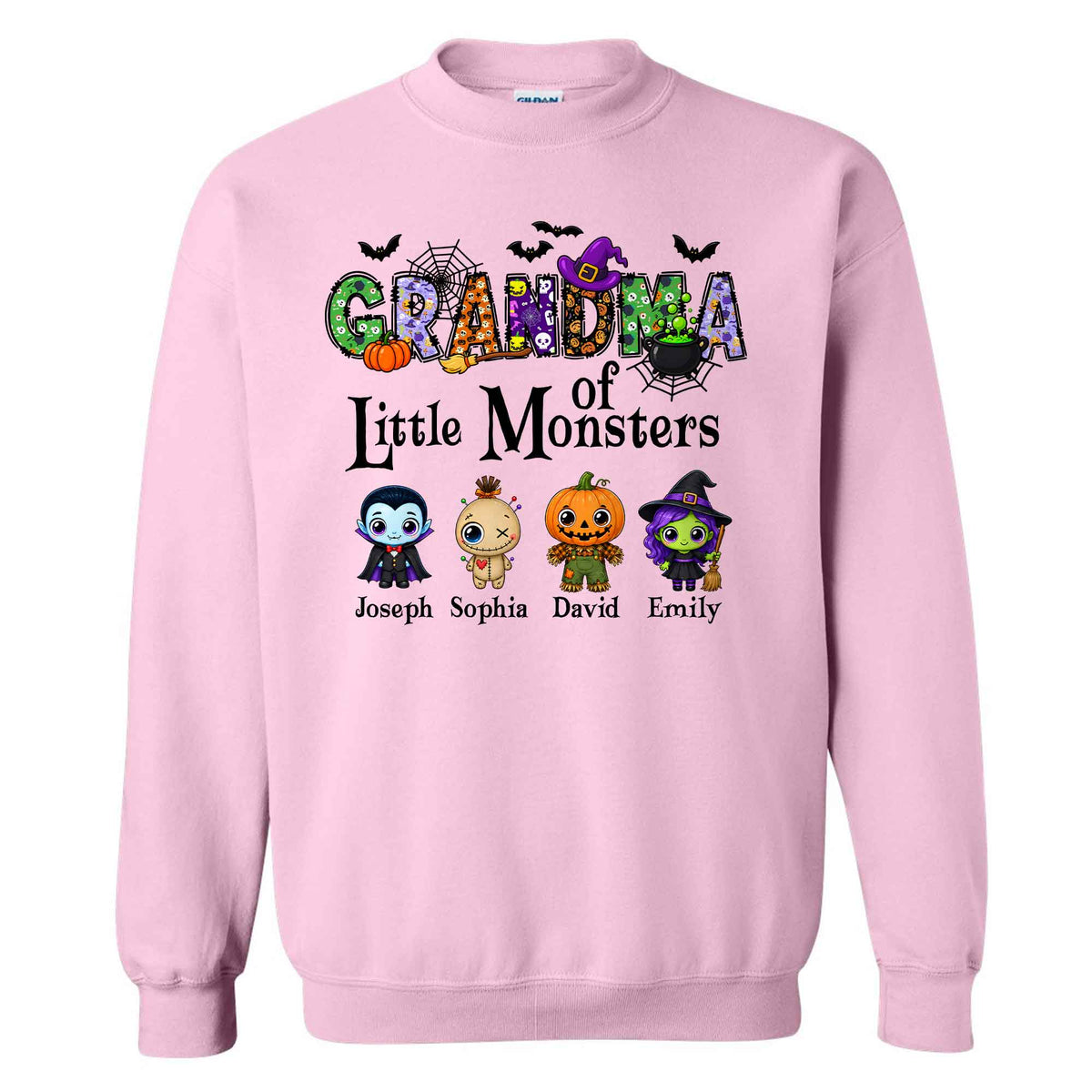 Personalized Halloween Sweatshirt - Grandma's Little Monster - Halloween Family Gift