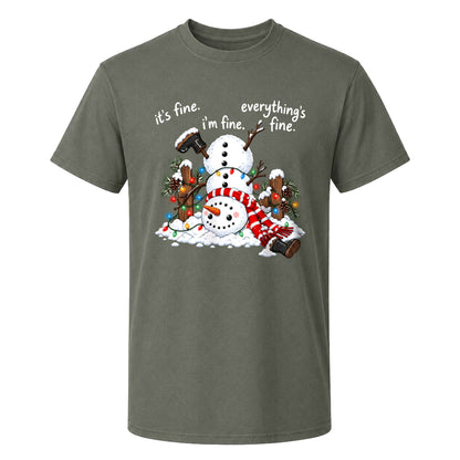 Funny Snowman Christmas Sweatshirt, Everything Is Fine Holiday Graphic Tee, Christmas Gift