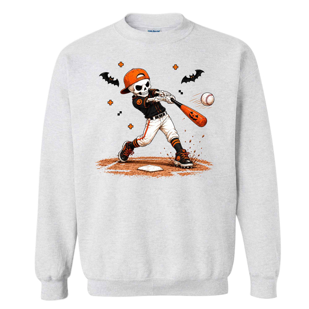 Baseball Skeleton Graphic Halloween Sweatshirt, Spooky Baseball Player Shirt, Funny Halloween Gift
