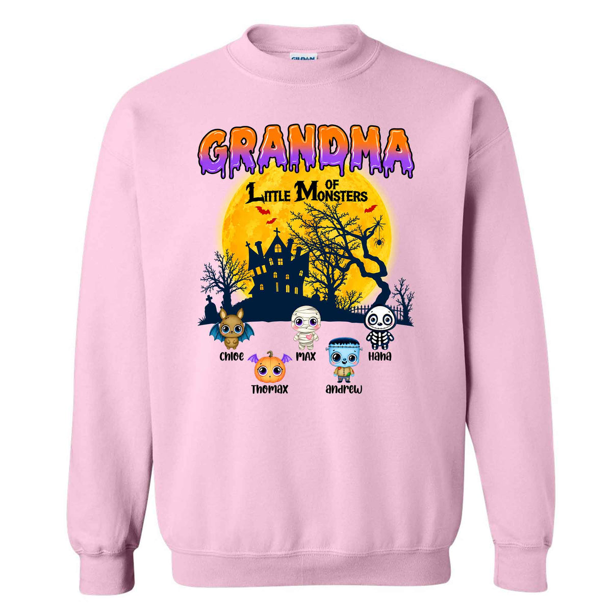 Personalized Grandma Monster Halloween Sweatshirt, Custom Characters & Names Halloween Family Gift