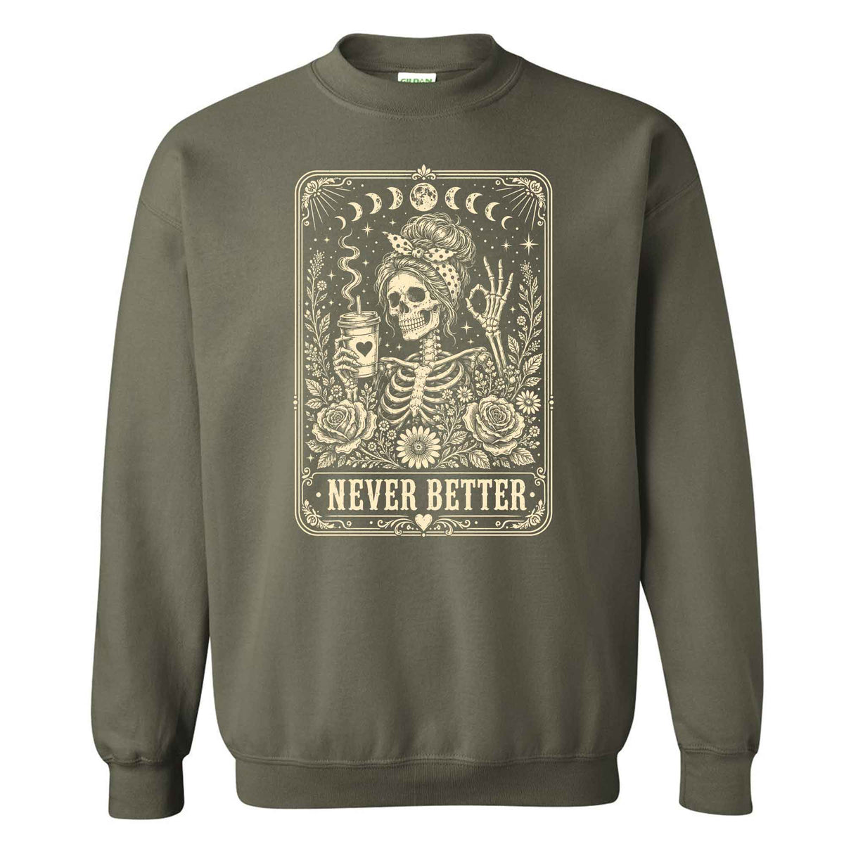 Funny Skeleton Coffee Halloween Sweatshirt, Never Better Graphic, Halloween Gift