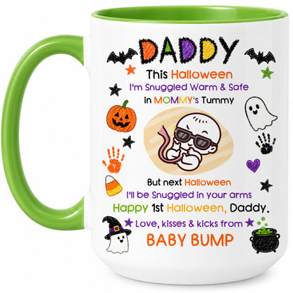 Personalized Baby's First Halloween Mug for New Dad, From Baby Bump - Halloween Gift for New Family