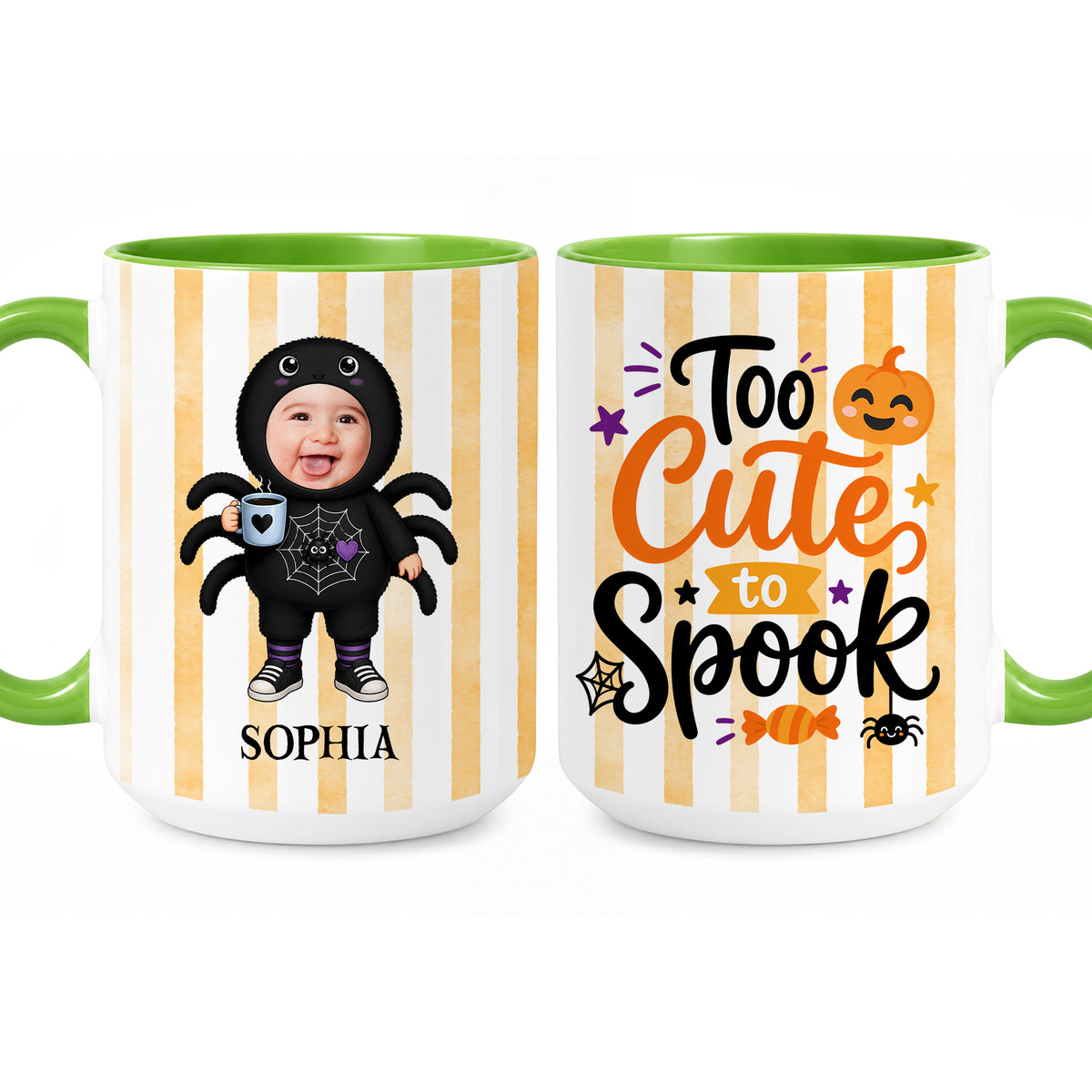 Personalized Halloween Baby Mug - Custom Photo Baby Kid Accent Mug - Cute Spooky Baby Gift