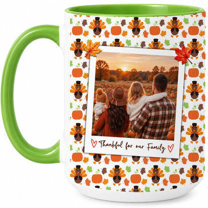 Personalized Thanksgiving Mug - Custom Photo & Message Accent Mug - Family Thanksgiving Gift